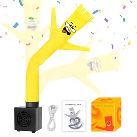 HOMQYTE Mini Inflatable Tube Man Novelty Gag Gifts Wacky Waving Inflatable Tube Guy Desktop with Blower for Christmas White Elephant Gift (Yellow)