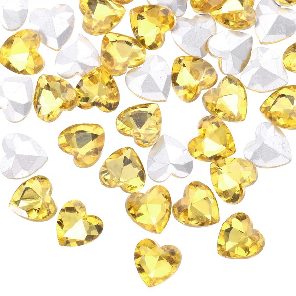 sourcing map 50Pcs Heart Rhinestones, 10mm Pointed Back Heart Glass