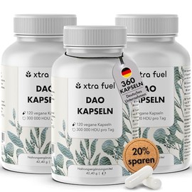 DAO Capsules 360 Pieces (High Dose) - 300,000 HDU per Daily Dose - DAO Enzyme from Pea Protein - Vegan & Laboratory Tested (Pack of 3)