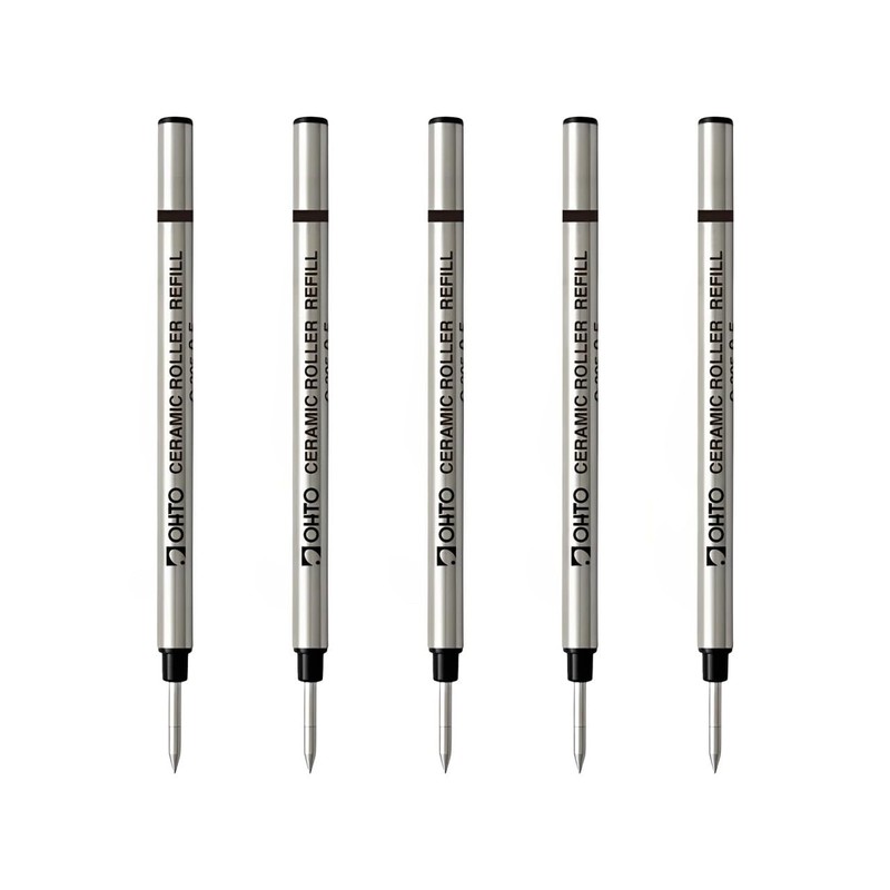 Ohto Ceramic Roller Water-Based Refills C-305P, Black Ink, Metal Body