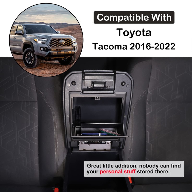 Car Armrest Hidden Storage Box Compatible with Toyota Tacoma 2016-2023