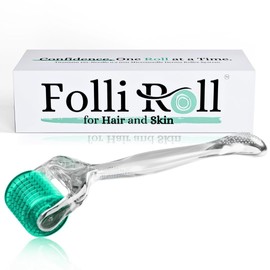 FolliRoll Derma Roller for Hair and Skin - 0.30mm Titanium Microneedles - for Face Scal...
