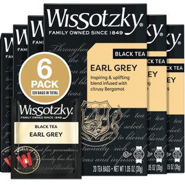 Wissotzky Earl Grey Black Tea, 6 Pack - 120 Tea Bags | Fragrant & Aromatic Tea | Antioxidant Rich | Uplifting Black Tea Bags
