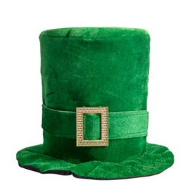 Yilistore St Patrick's Day Green Top Hat,Velvet Green Shamrock Hat, Irish Leprechaun Plush Hat for Women Men Party Favors (Green)