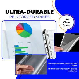 ASPIRE UK A4 Punched Pockets – 50 Clear Plastic Sheet Protectors for Files & Binders – Tear-Resistant Polypropylene Sleeves for Office, School, and Home Organization