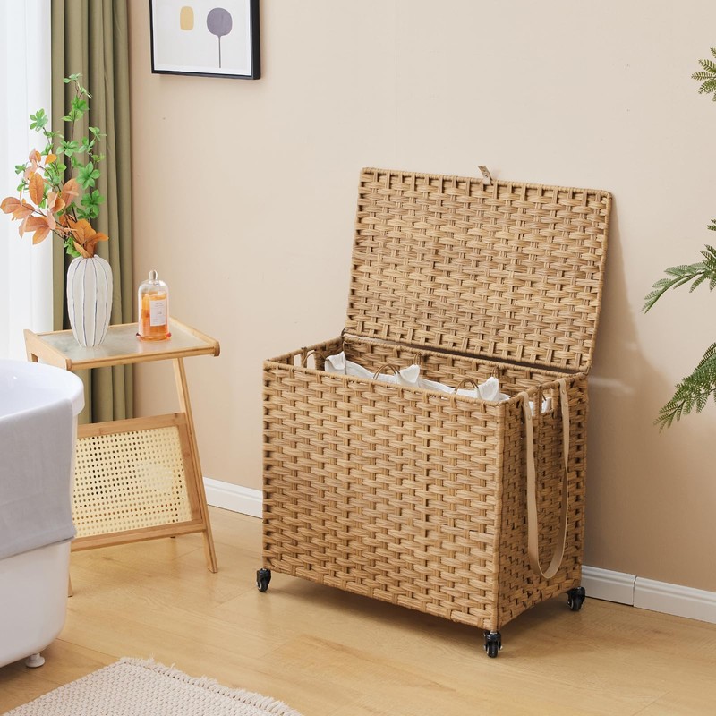 Laundry Hamper with Wheels, 52.8 Gallon(200L) Rolling Laundry Basket with