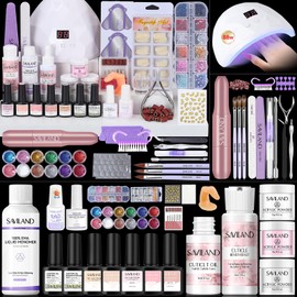 SAVILAND Acrylic Nail Kit with Everything: Professional Nails Kit Set for Beginner Acrylic Powder & Liquid Gel Polish Kit U V Light Full Nail Supplies Essential Tools DIY Home Salon Christmas Gift
