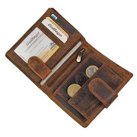 GoBago Men's Leather Wallet Genuine Leather Wallet RFID Protection Wallet, brown, Modern