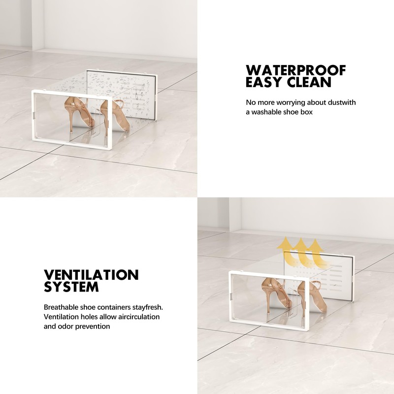 SEE SPRING Large 12 Pack New Stackable Shoe Storage Box,