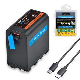 Pickle Power NP-F970 USB-C Battery,10500mAh NP-F Battery for Sony NP-F970 F750 F550, 30W Type C PD Fast Charging for Monitor, LED Video Light, Camcorder