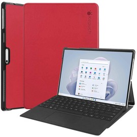 Kepuch Custer Case Compatible for Surface Pro 11/10 / 9,Ultra-Thin PU-Leather Hard Shell Cover - Red