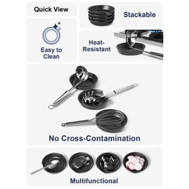 LE TAUCI Ceramic Spoon Rest, 4.8 Inch Spoon Rest for Stove Top, Spoon Holder for Kitchen Counter, Coffee Spoon rest, Utensil Rest for Cooking, Set of 4, Crude Black