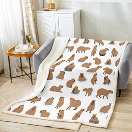 Capybaras Fuzzy Flannel Fleece Throw Blanket 40"x50" - Cute Animal Lovers Sherpa Blanket for Sofa, Couch - All Season Ultra Soft Funny Plush Bedroom Decor