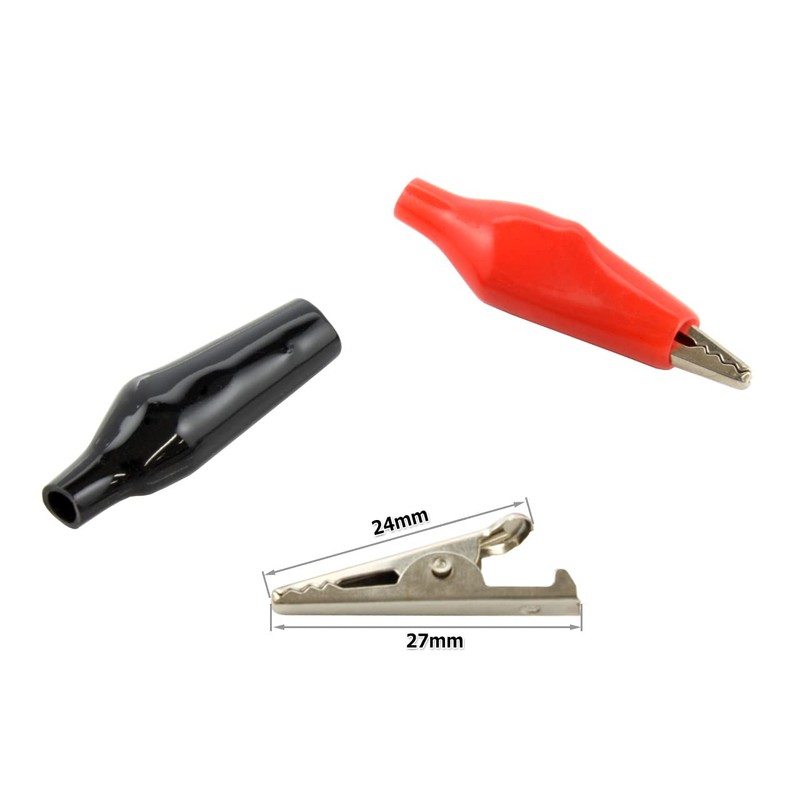 Alligator Clip [24mm x 27mm] (Red/Black) Set of 10 -