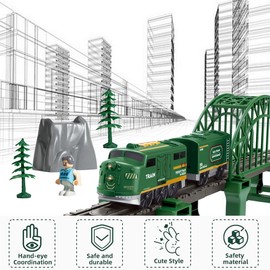 Knnidin Train Set for Kids - 88PCS Magnetic Vintage Classic Vintage Train Toy with Battery Powered Locomotive & Tracks, Toddler Model Trains for 3 4 5 6 7 8+ Years Old Kids Christmas Toys Gifts