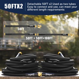 Anufles Garden Hose 100FT, Lightweight 3-Layer PVC Flexible Water Hose, No Kink, Leak-Resistant, High-Pressure with Metal Fittings, Durable for Outdoor, Gardening, Washing Cars, Easy to Store