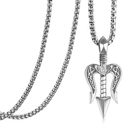 KATHLU Poseidon Trident Necklace for men S925 Sterling Silver Poseidon Trident Pendant Protection Necklace Jewelry Gifts