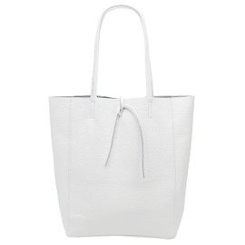 SH Leder ® Kora G266 Women's Real Cowhide Leather Shopper with Inner Pocket in Many Colours Shoulder Bag Handbag 37 x 29 cm, White