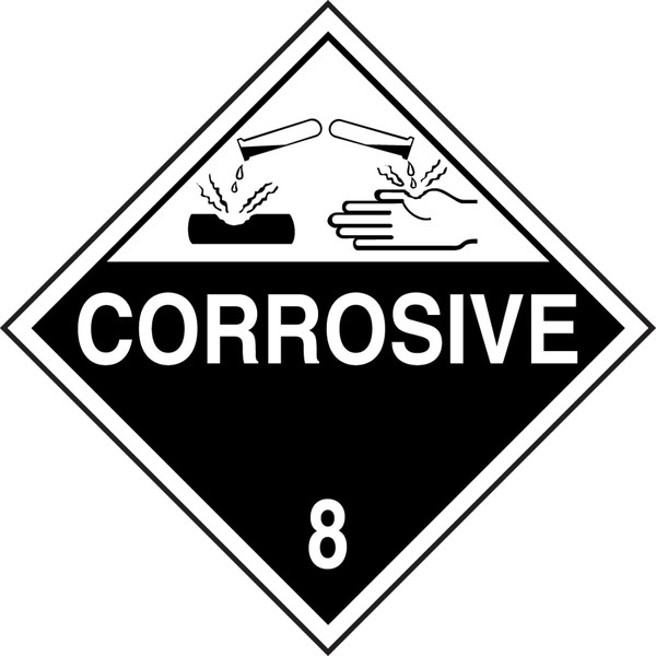 Accuform MPL801VP1 Plastic Hazard Class 8 DOT Placard, "Corrosive 8"