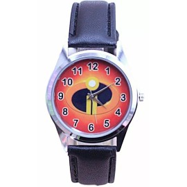 UB The Incredibles Logo Black Leather Wrist Watch