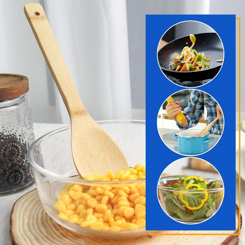 HANSGO 6PCS Bamboo Kitchen Utensils, Bamboo Spatula Spoons Kitchen Cooking