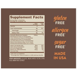 Mushroom Energy&Focus Sugar Free Gummies - Mushroom Supplement with Reishi, Cordyceps, Lion’s Mane, and Ginseng for Natural Energyand Mental Clarity - Natural Horchata Flavor, Gluten-Free, 60 Gummies