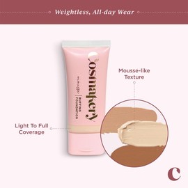 Cosmakery Foundation for Light to Full Coverage - Mousse Liquid Makeup Foundation for Uneven Skin Tone - Diverse Skin Types Mature, Dry, Oily - Oil-free, Cruelty-free (Light)