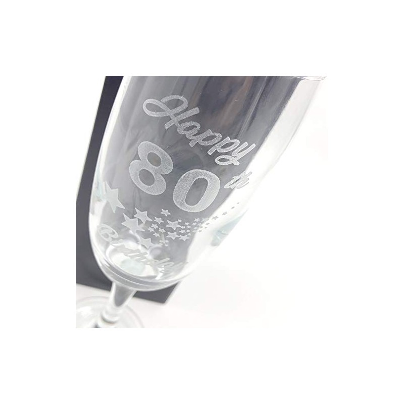 ukgiftstoreonline 80th Birthday Stars Champagne Flute Glass Gift Boxed