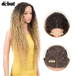 DÉBUT Lace Front Wig Curly Wig for Women 28 inches 230g Synthetic Hair Heat Resistant Fiber 130% Density (28 inches, TAT6/27/24E)