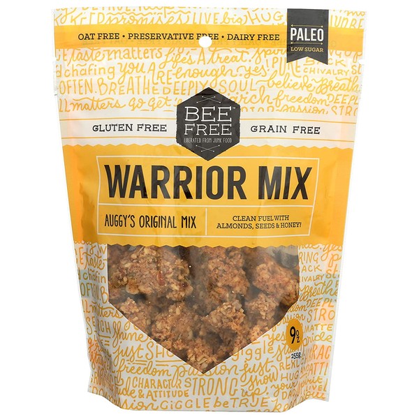 BeeFree Warrior Mix Granola | Gluten Free, Grain Free, & Paleo, Auggy's Original Mix, 9 Ounce Bag