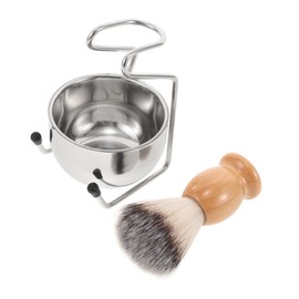 MERRYHAPY Men's Shaving Brush and Bowl Stainless Steel Wet Shaving Kit Beard Grooming Tool Set