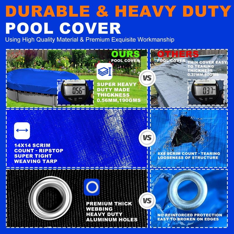 12x21 ft Oval Pool Covers for Above Ground Pools,Heavy Duty
