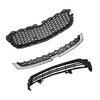 TJHSM 3Pcs Front Bumper Grille Black with Chrome Trim Set