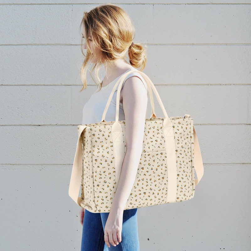 Laptop Tote Bag for Women Work 15.6 inch Canvas Shoulder