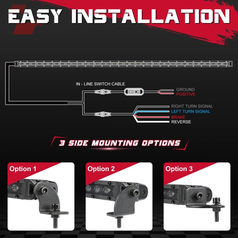 OFFROADTOWN 37" Heavy-Duty LED Chase Light Bar w/Strobe Brake Reverse