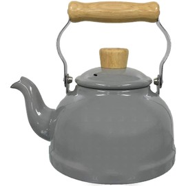 Fuji Enamel CTN-1.6K.LG Kettle, Induction Compatible, Cotton, 0.4 gal (1.6 L), Light Gray