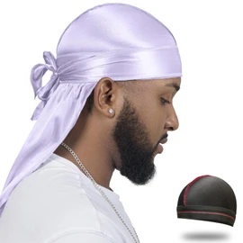 ForceWave ForceWave Silky Durag for Men Wave Cap Satin Dorag for Men Women 360 Wave (Lilac)