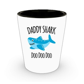 Daddy Shark Shot Glass - Dad Ceramic Cup - Gift For Father - Birthday Gift From Kids - Christmas Stocking Stuffer Present