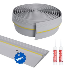 DGSL Universal Garage Threshold Seal Strip with Sealants/Adhesive, 20FT Waterproof Garage Door Bottom Rubber, DIY Garage Door Weather Stripping Replacement, Grey