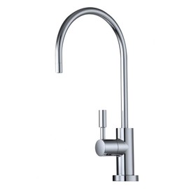 Drinking Water Filter Tap, Chrome Swan Neck Modern European Style. Fits 1/4" (6.35mm) Diameter tubing for Water Filter Systems & RO