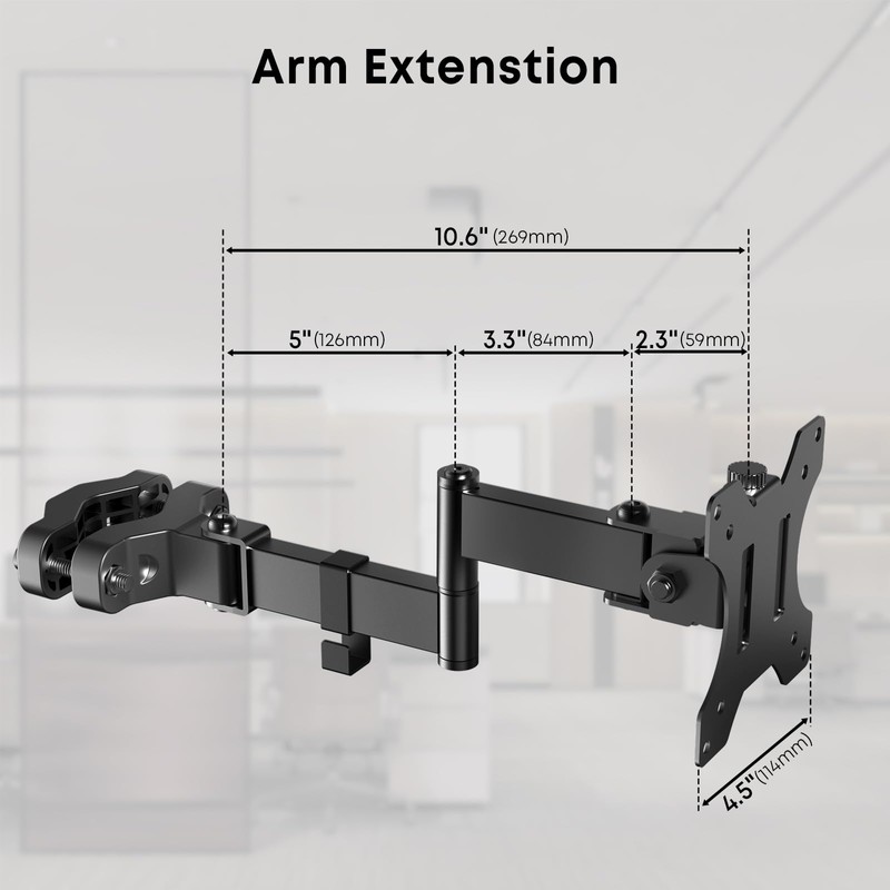 WORLDLIFT Pole Mount Monitor Arm Easy Clamp-on VESA Mount for