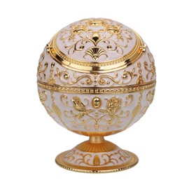 LAUYOO Cenicero a prueba de viento con tapa para cigarrillos de metal portátil, eliminador de olores para interiores y exteriores, estampado a mano, patrón de rosa con brillante, regalo de lujo para