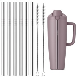 Metal Straw Replacement Compatible with Owala Freesip Tumbler 400z,6Pack Compatible with Owala Stainless Steel Straw 40 oz,Reusable,BPA-Free,with 2Clean Brushes.