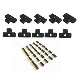 HUALAND 10pcs 10mm 4-pins T-Shape 3-Ends Female Connector for LED RGB 5050 Flex Strip Light (T Shape)