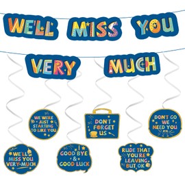 HOMANGA Farewell Party Decorations, Going Away Party Supplies Kit, We’ll Miss You Very Much Decorations, Great for Retirement Job Change Coworker Leaving Party （Blue）