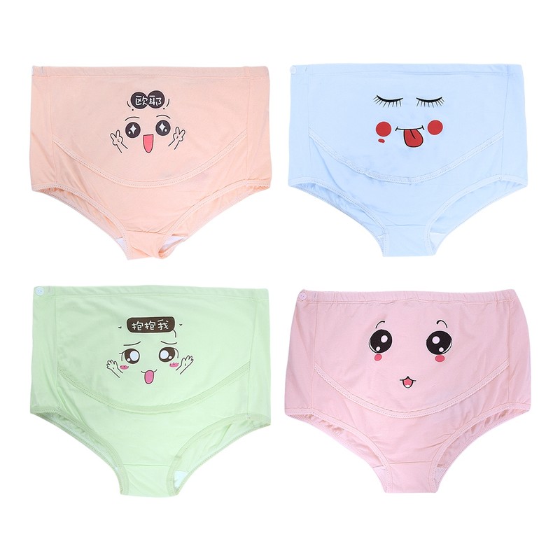 4PCS Women Lady High Waist Cute Adjustable Panties Cartoon Briefs