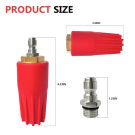 Cleaning machine universal pump accessories 2600-5100 Turbo Nozzle 360° Rotating 1/4'' Quick Connect Cleaning Machine 4.0 GPM 4.0 Orifice Turbine nozzle kit，pressure washer turbo nozzle