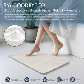 Stone Bath Mat Quick Dry Diatomaceous Earth Bath Mat Non-Slip Shower Stone Bathmat Super Absorbent Water Diatomite Bathroom Floor Pad Elegant,Natural,Esay to Clean (Flow Line-Beige)