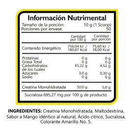 Suplemento en polvo BHP Ultra BHP NUTRITION Creatina sabor mango x 500g