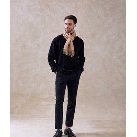 Sol Alpaca unisex classic Baby Alpaca wool fringed brushed scarf (Camel)